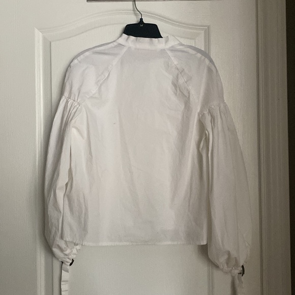 Zara White Blouse Puff Sleeve Top with Choker Neck - Picture 8 of 8